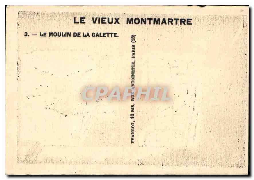CPA Le Moulin de la Galette Paris Montmartre — Rückseite