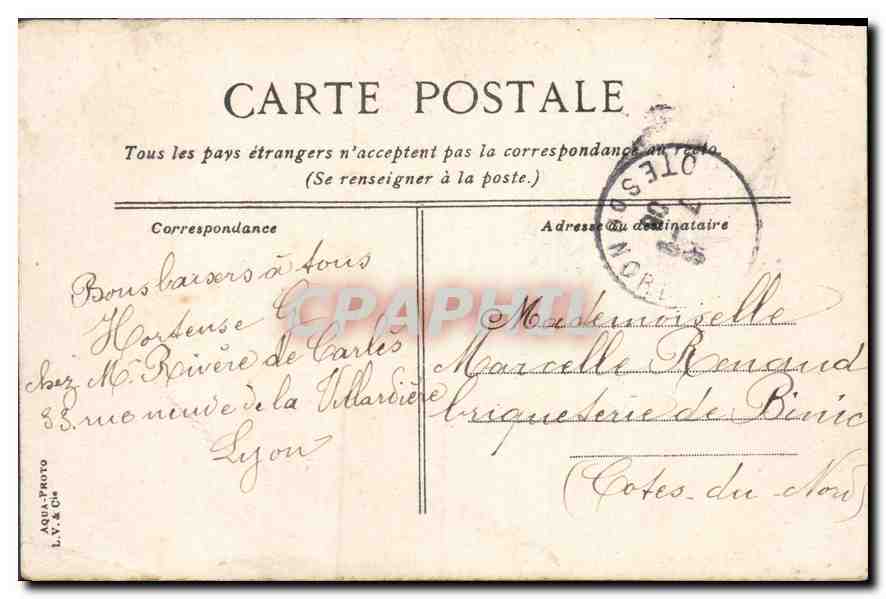 CPA Lyon Le pont d'Ainay  — Verso