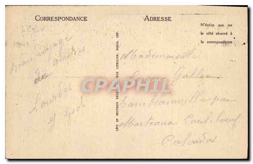 CPA Lourdes La Grotte et la Basilique  — Verso