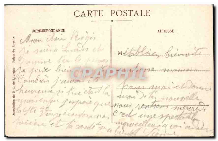 CPA Lourdes La Vierge Couronnee  — Verso