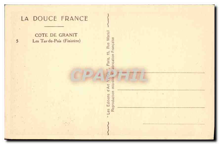 CPA La Douche France Cote de Granit Les Tas de Pois Finistere  — Rückseite