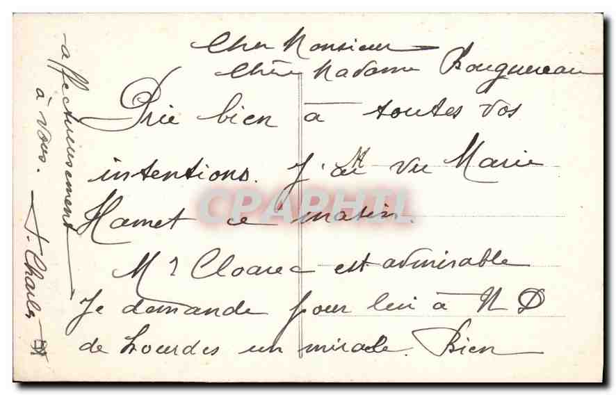 CPA Lourdes La Basilique de Face Un souffle qui passe Avertit l'enfant  — Verso