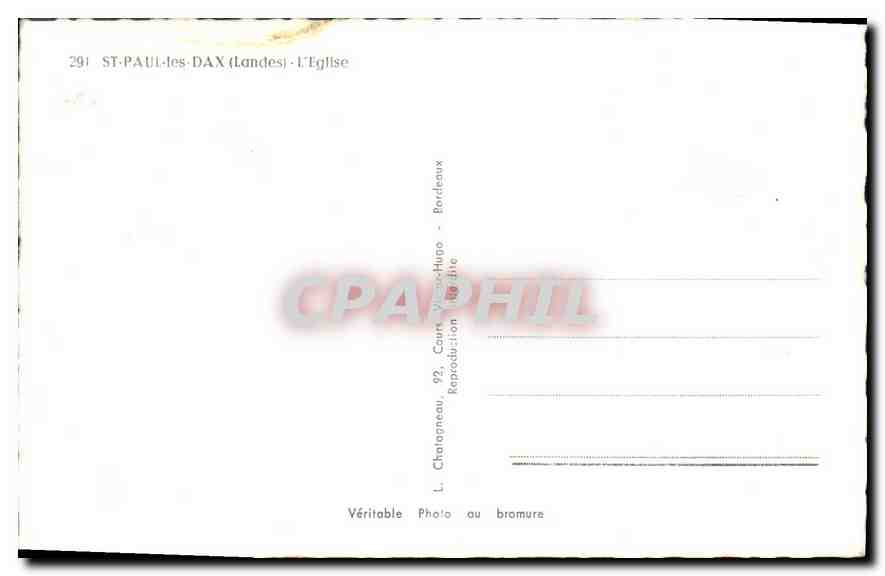 CPA St Paul les Dax Landes L'Eglise  — Rückseite