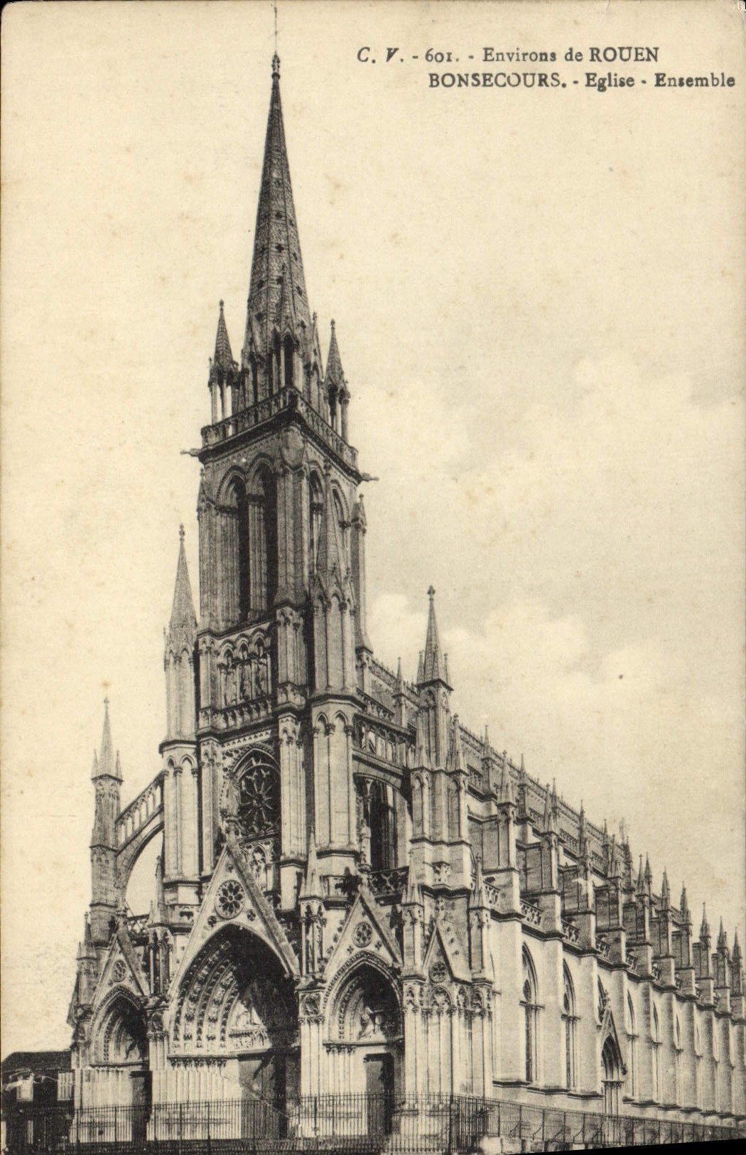 CPA Environs de Rouen Bonsecours Eglise Ensemble 