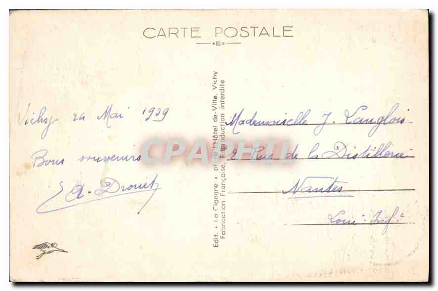 CPA Vichy Galerie Couverte et Pergola des Sources  — Verso