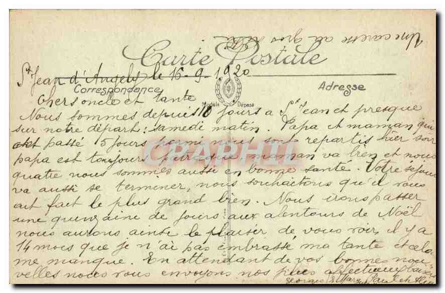 Saint-Jean-d'Angély — La Boutonne — Les Ecluses de Bernouet — LL. — Verso