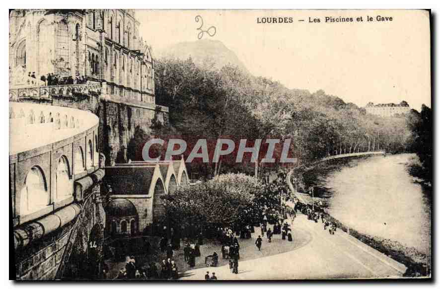CPA Lourdes Les Piscines et le Gave 