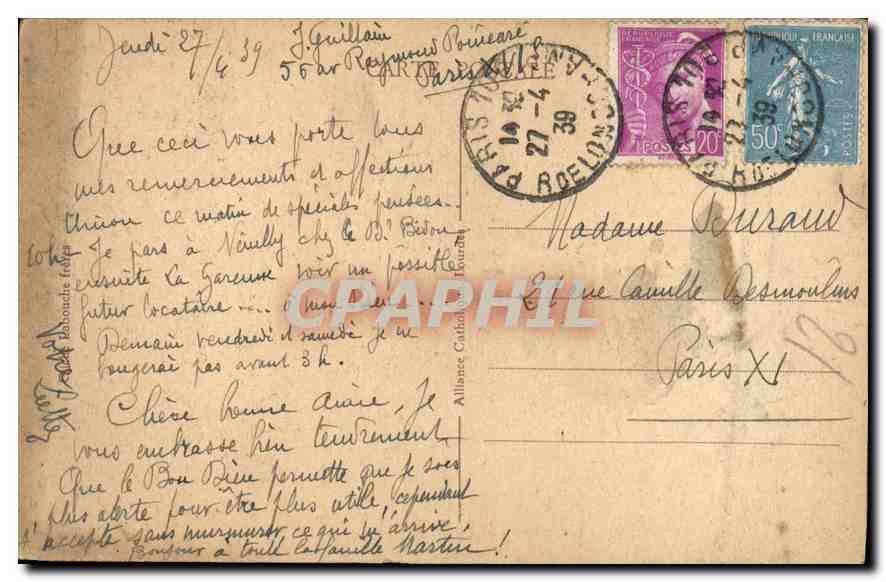 CPA Lourdes La Grotte et la Basilique  — Verso