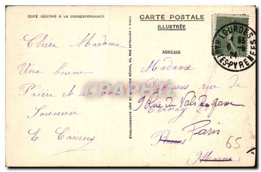 LOURDES - Procession à l'Esplanade — L.I. n°98 — Verso