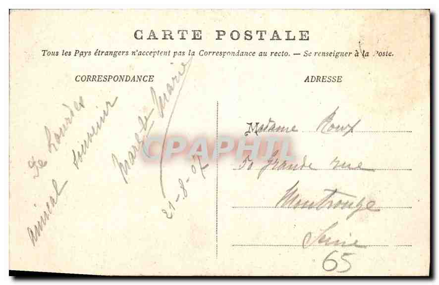 CPA Lourdes La Grotte  — Verso