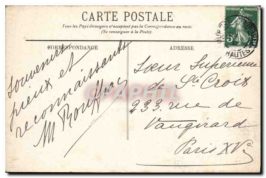 CPA Lourdes La Grotte  — Verso