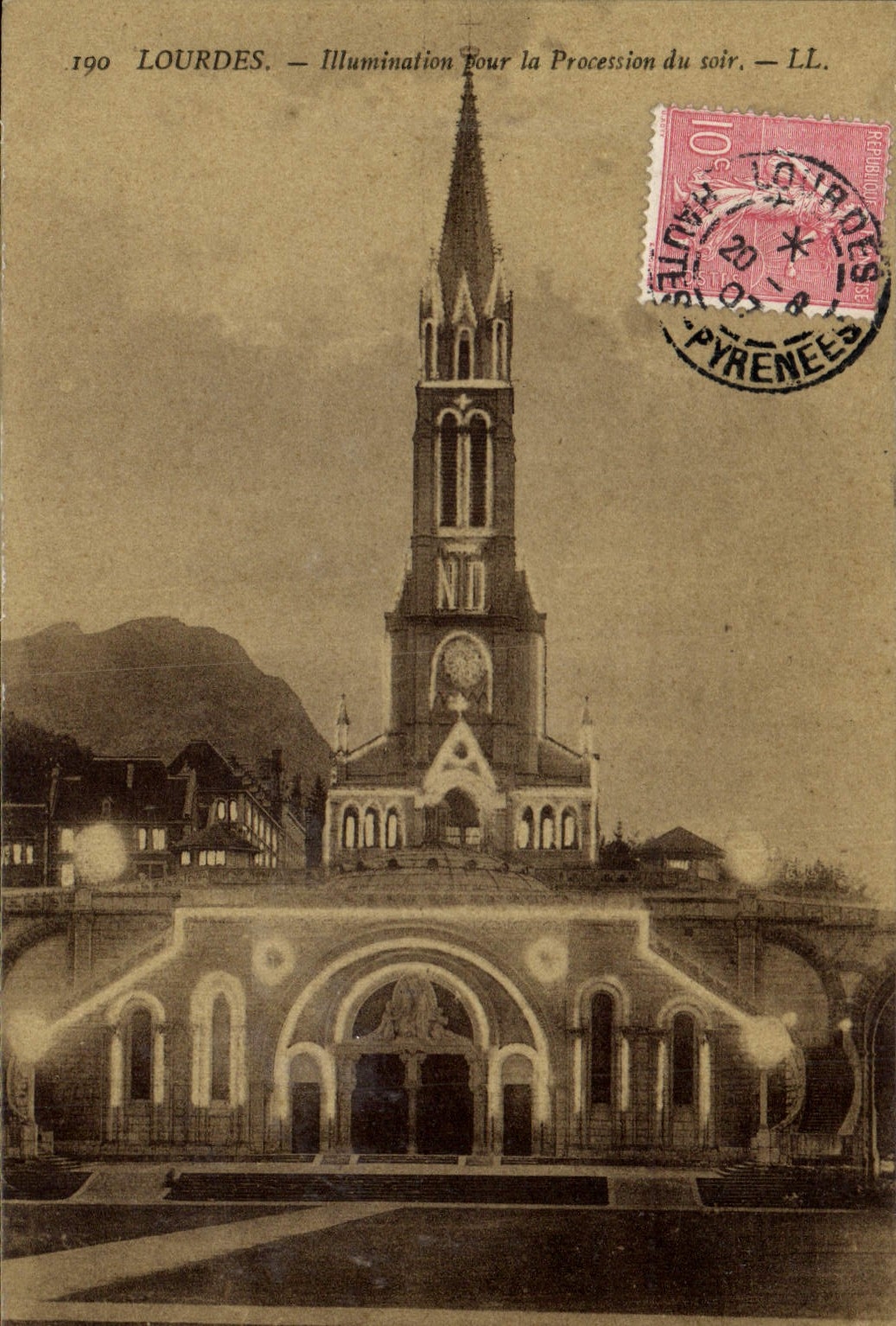 CPA Loudes Illumination pour la Procession du soir 
