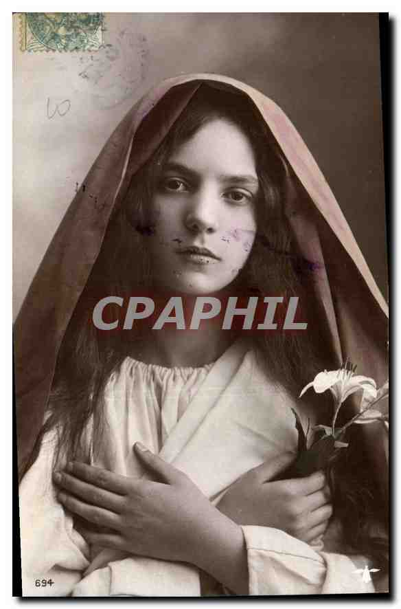Jeune fille en voile — représentation religieuse — éditeur inconnu, n° 694