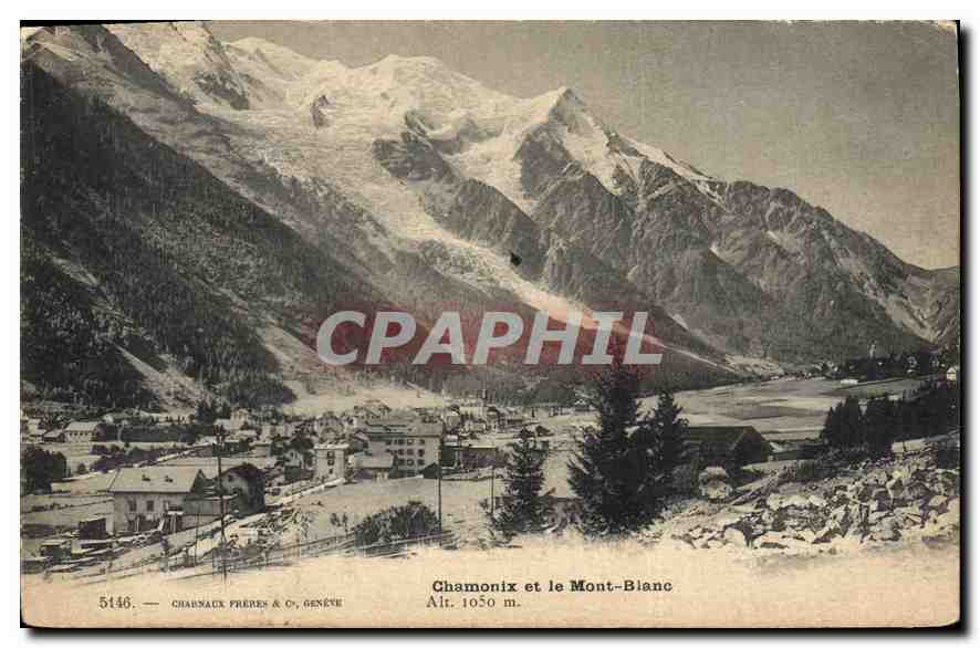 Chamonix et le Mont-Blanc — vue panoramique — Charnaux Frères & C°, Genève, n° 5146