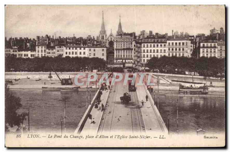 CPA Lyon Pont du Change Place d'Albon et l'Eglise Saint Nizier 