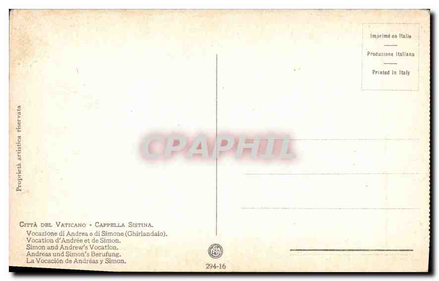 CPA Citta del Vaticano Cappella Sistina  — Rückseite