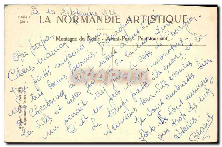 CPA Montagne du Roule Avant Port Pont Tournant  — Rückseite