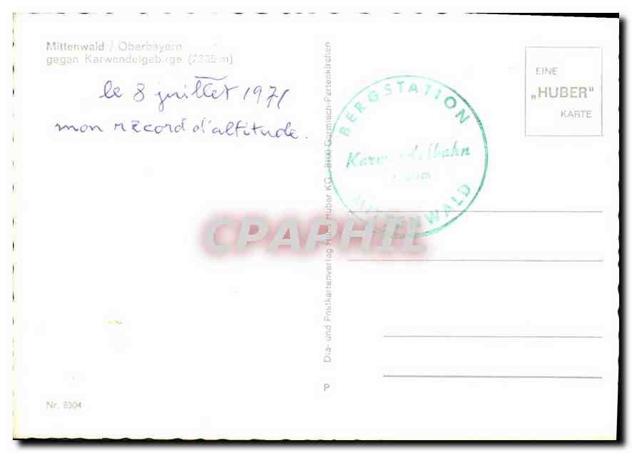 CPA Mittenwald Oberbayem gegen Karwendelgeb  — Verso