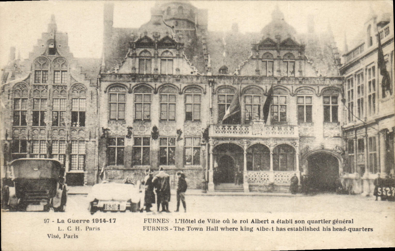 CPA Furnes L'Hotel de Ville ou le roi ALbert a etabil son quartier General 