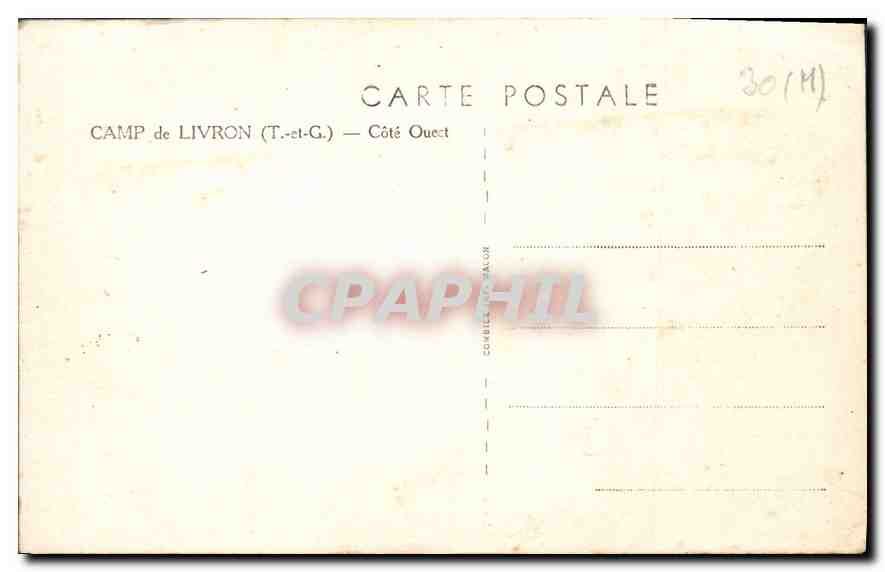 CPA Camp de Livron T et G Cote Ouest Militaria — Rückseite