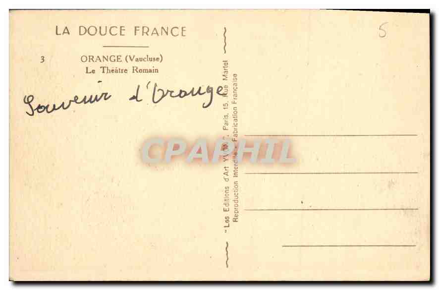 CPA Orange Vaucluse Le Theatre Romain  — Rückseite