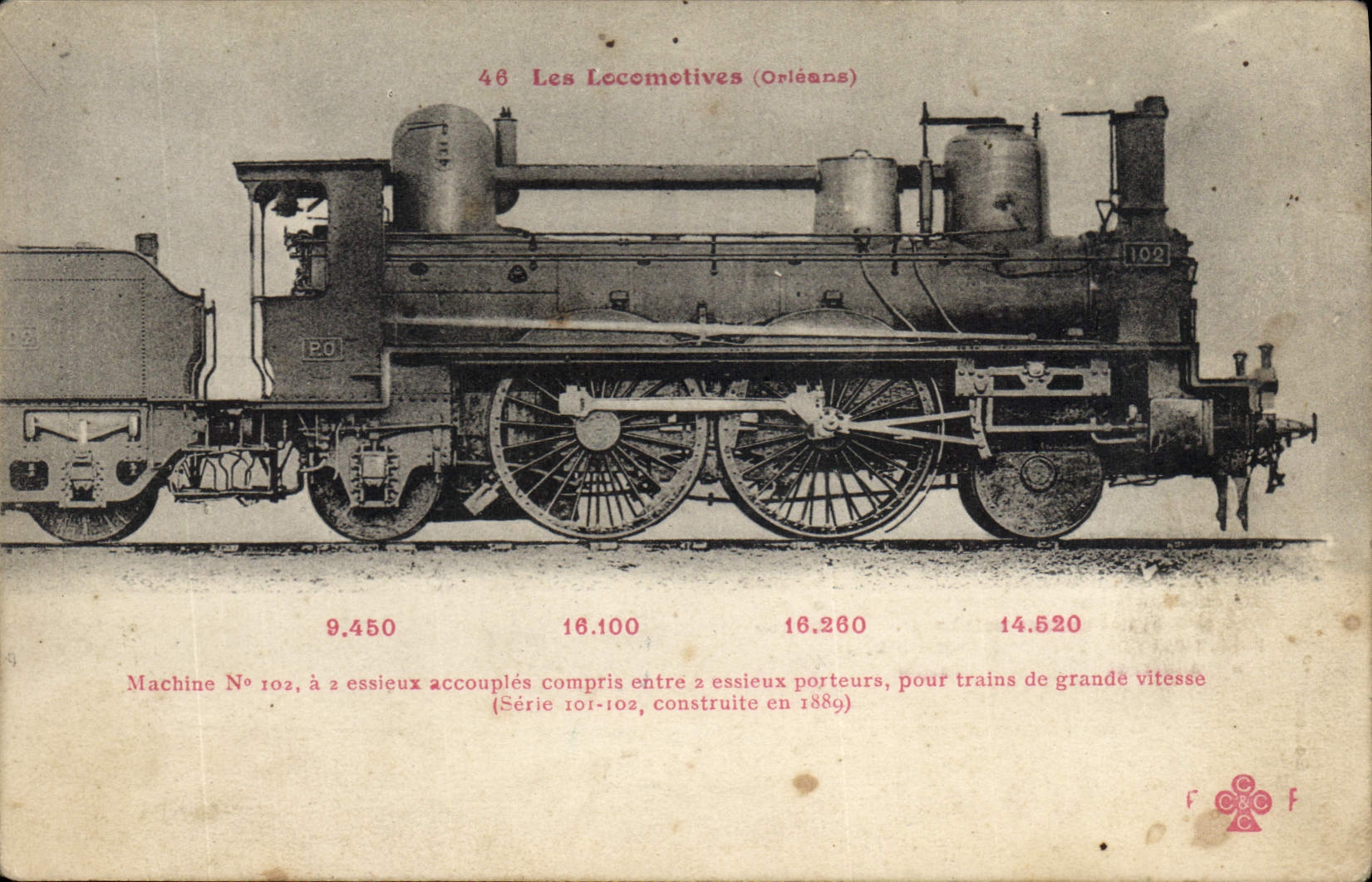 CPA Les Locomotives Orleans Machine 102 Train