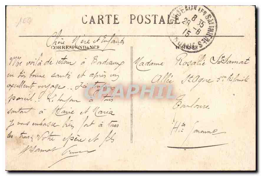 CPA Bordeaux Panorama Pris de la Douane — Verso