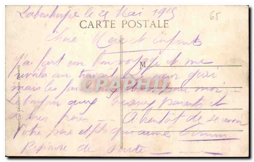 CPA Labouheyre Landes Hotel des Voyageurs Grande Rue et Route Nationale  — Rückseite