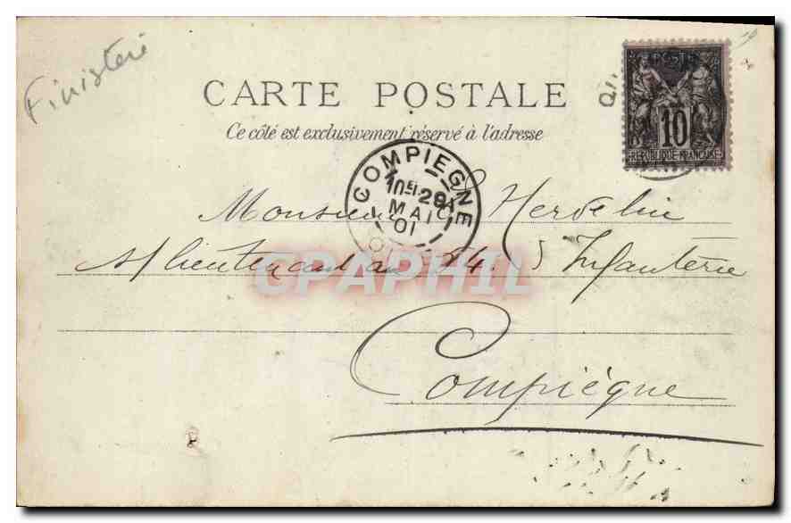 CPA Pointe du Raz La Tete de Cochen etude de rocher le Chaperau du General Region d'Audieme  — Verso
