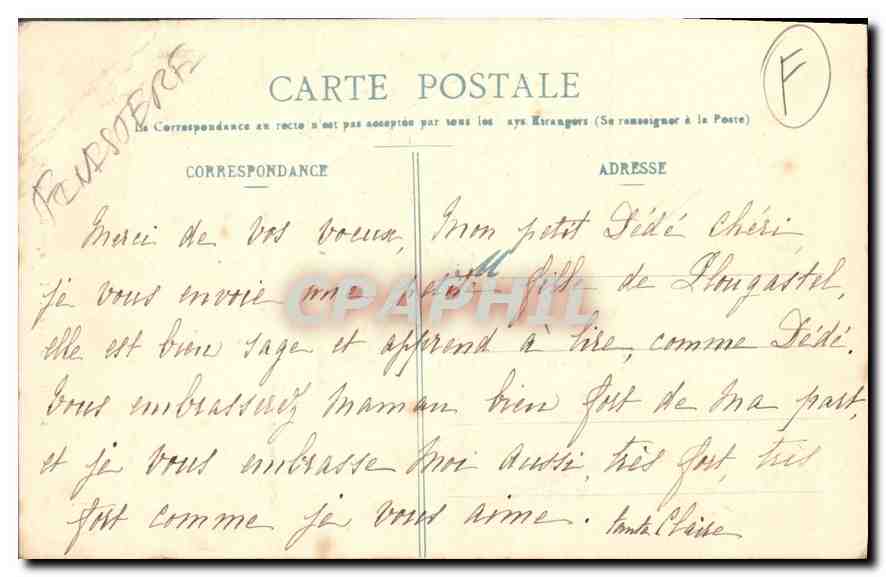 CPA Plougastel La Legon de Lecture Folklore — Rückseite