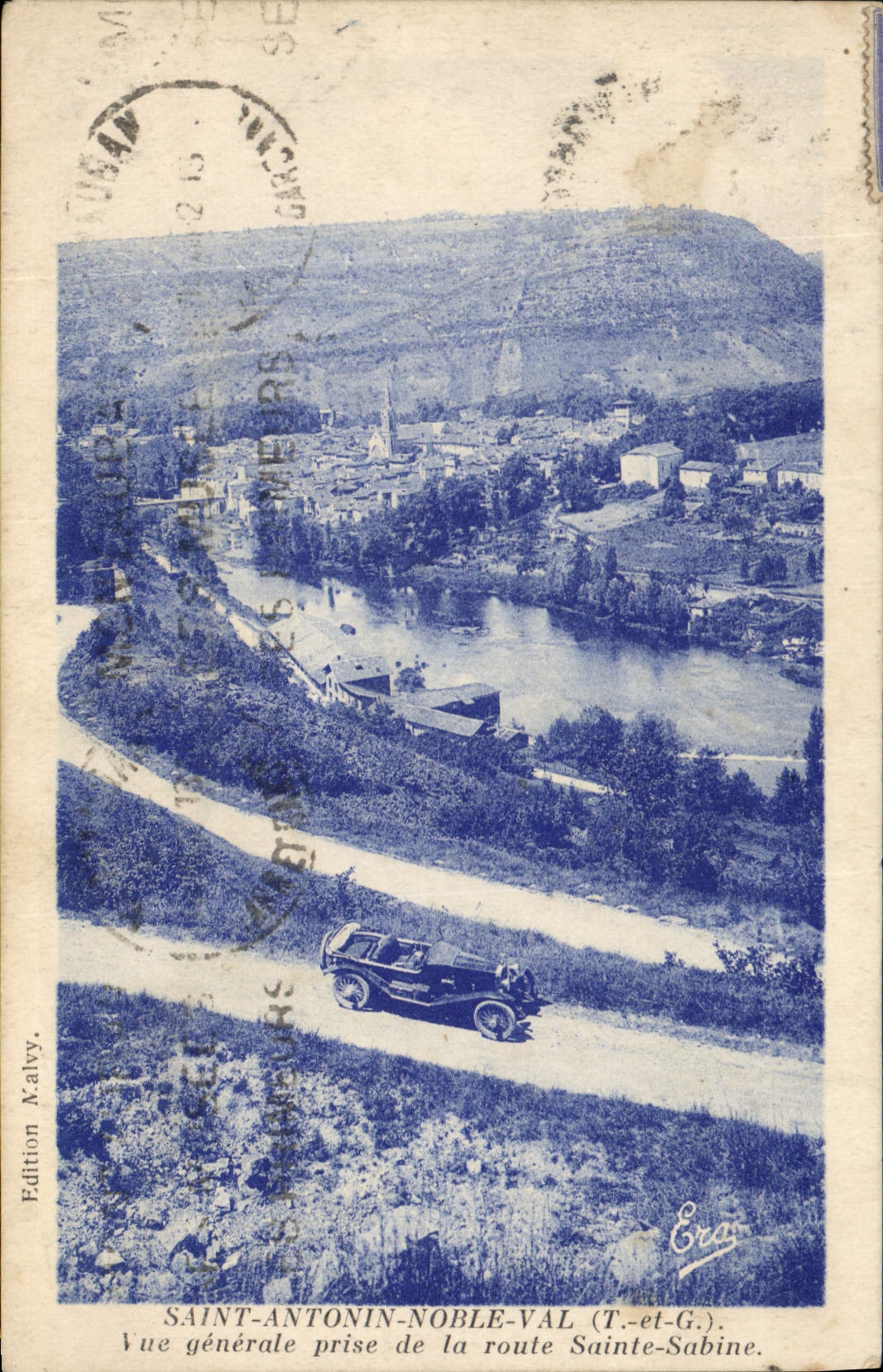 CPA Saint Antonin Noble Val T et G Vue Generale Prise de la Route Sainte Sabine Automobile