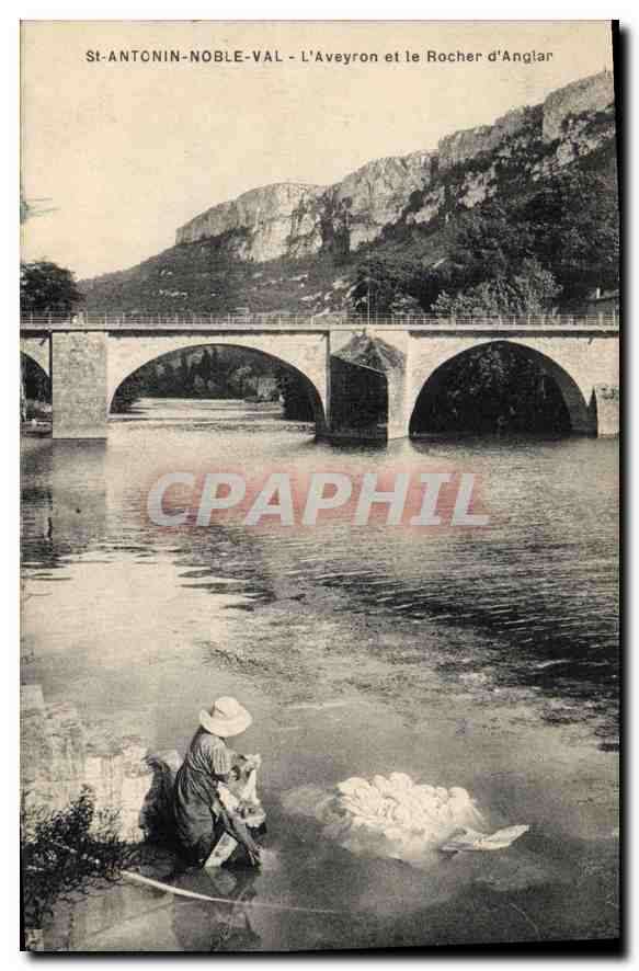 CPA Saint Antonin Noble Val L'Aveyron et le Rocher d'Anglar 