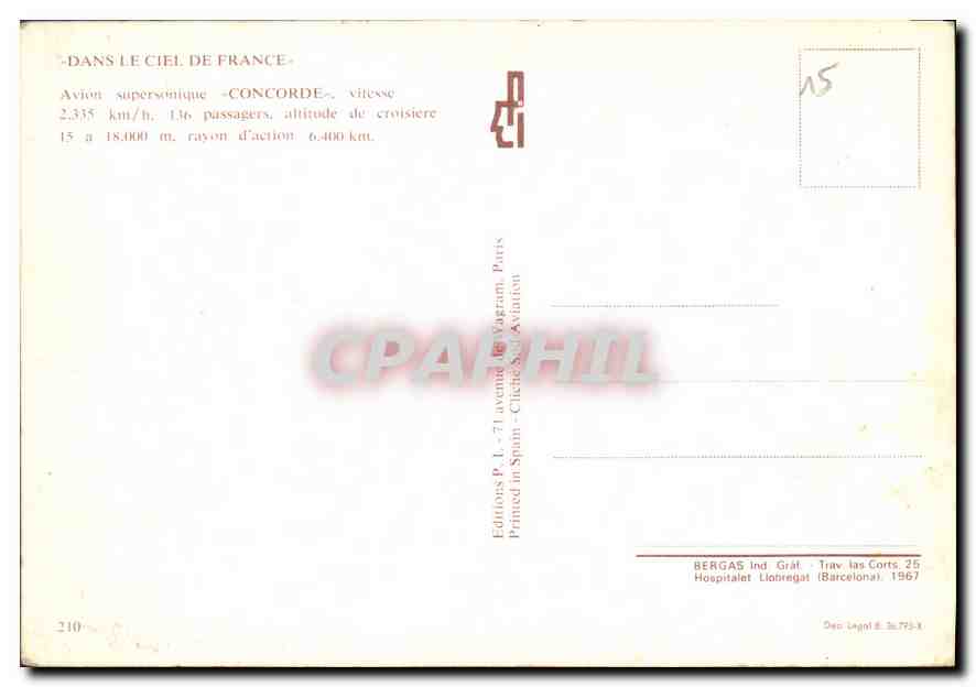 CPA Dans le Ciel de France  Concorde — Rückseite