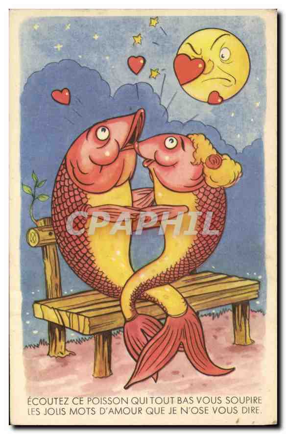 CPA Ecoutez ce Poisson Qui tout Bas Vous Soupire Les Jolis Mots d'Amour que je N'ose vous Dire 