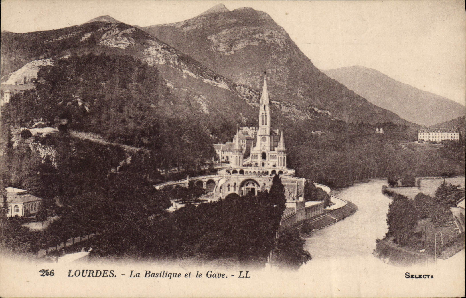 CPA Lourdes La Basilique et le Gave 