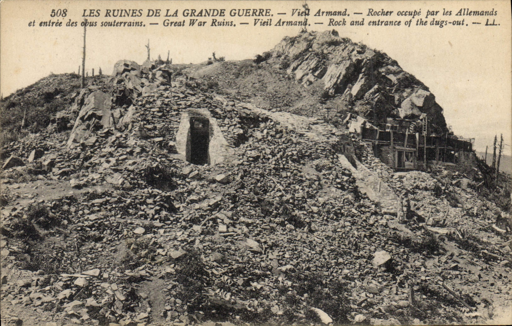 Les ruines de la Grande Guerre — Vieil Armand — Rocher occupé par les Allemands — éditeur L.L.