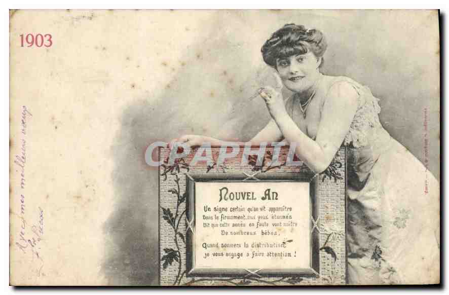 Femme élégante — publicité pour 'Nouvel AR' — éditeur inconnu, n° de série non visible