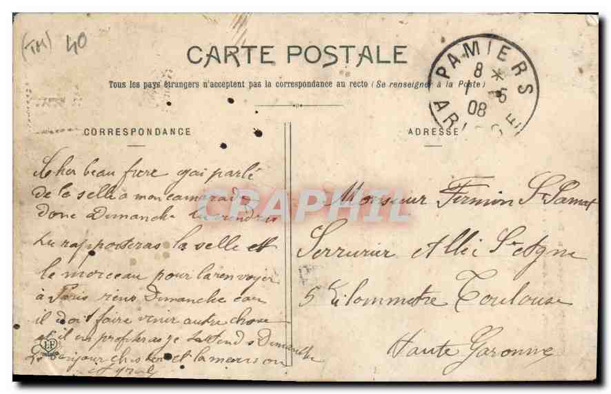 CPA Toulouse Square et Domion du Capitole Angle Alsace Lafayette  — Verso
