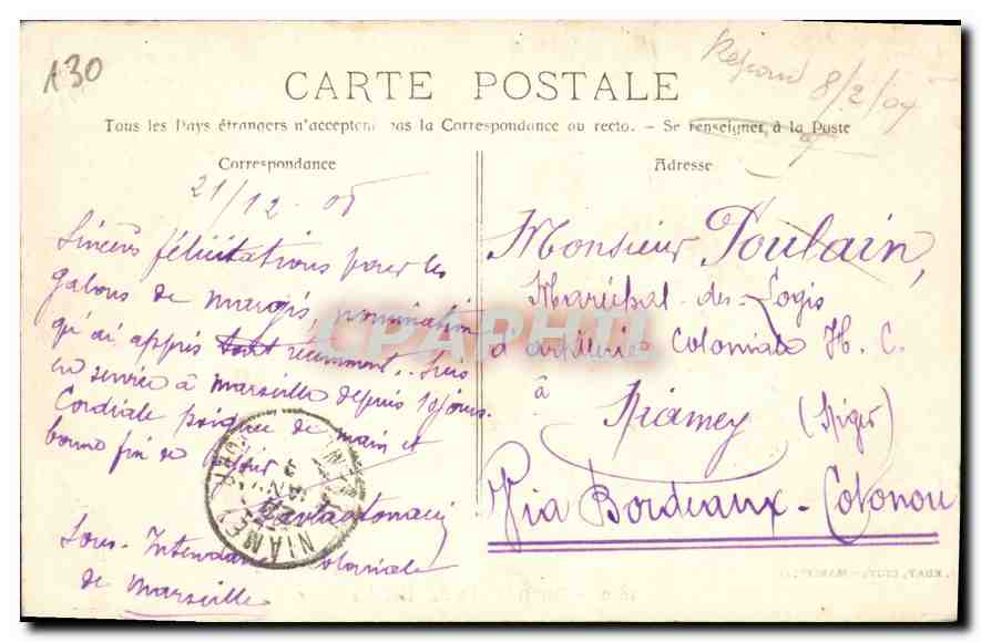 Marseille — La Rue Noailles — Éditeur Ruat — Achterkant