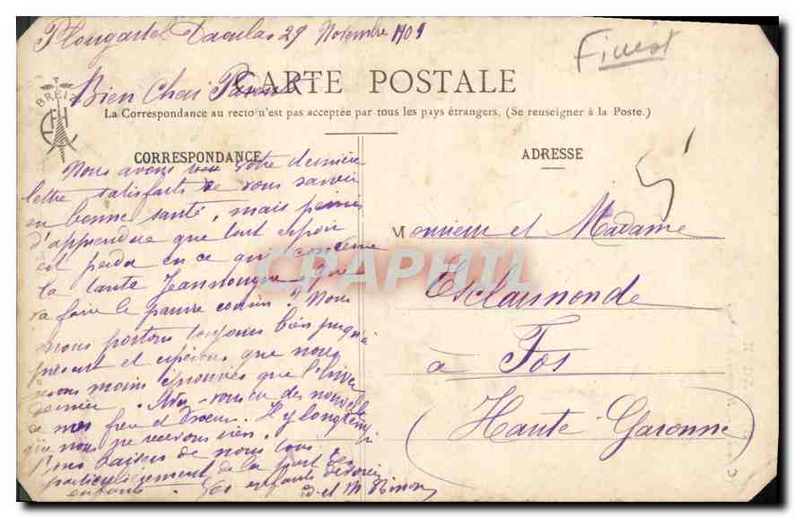 CPA Bretagne Un Bapteme a Plougastel Daoulas Folklore — Rückseite