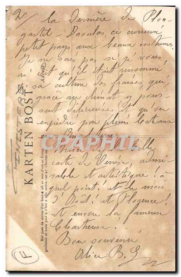 CPA Plougastel Daoulas Cueillette des Fraises a l'Aube  — Rückseite