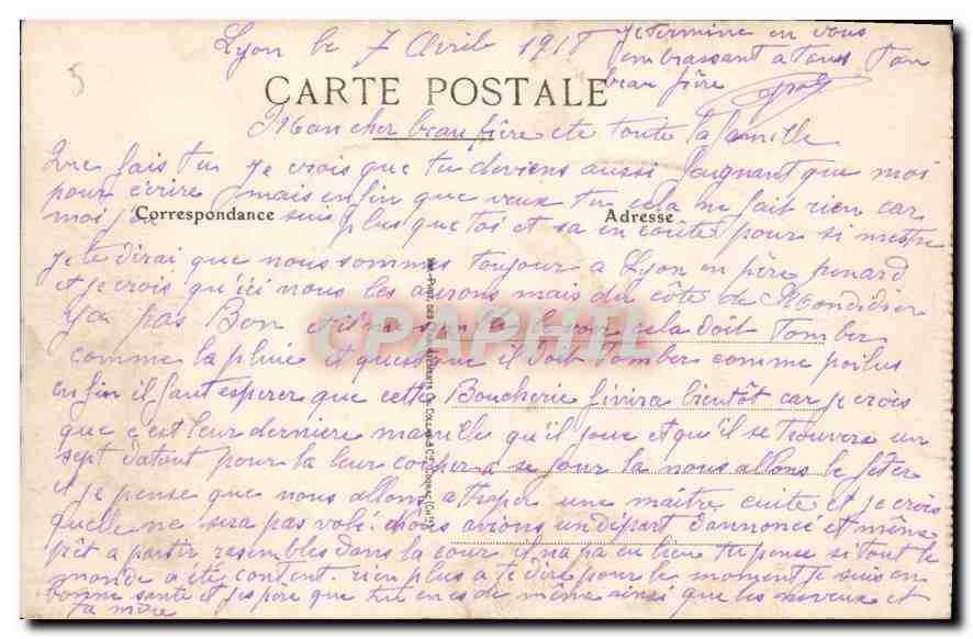 CPA Lyon Place Carnot Monument de la Republique  — Verso