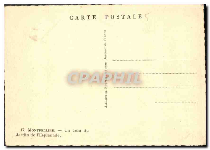 CPA Montpellier Un coin du Jardin de l'Esplanade  — Rückseite