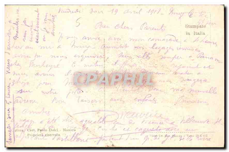 CPA Novara Villa Pombla Boego S Agabio  — Back