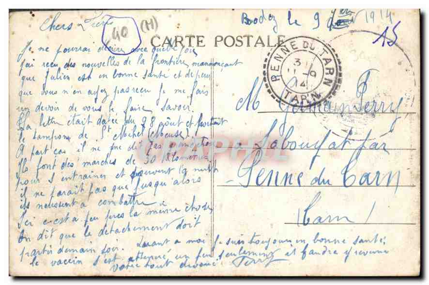 CPA Rodez Aveyron Caserne du Foiral  Militaria — Rückseite