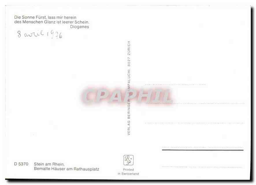 CPA Die Sonne Furst lass mirherein des Menschen Glanz ist leerer Schein Diogenes  — Back