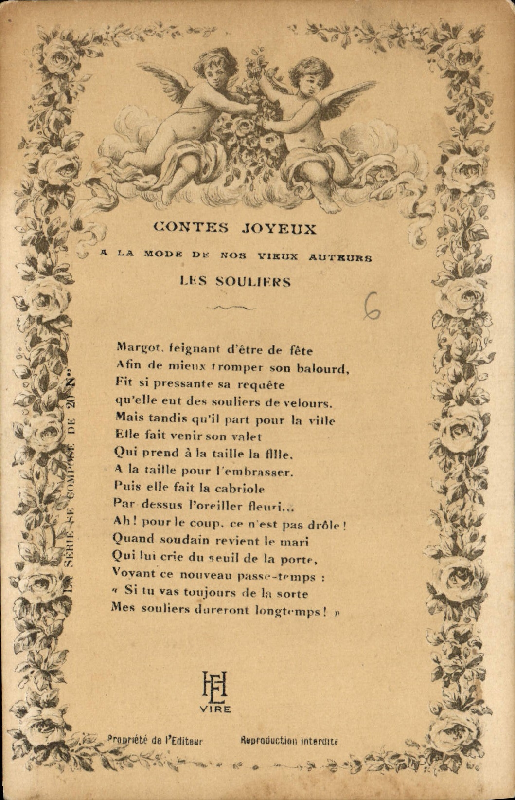 Les Souliers — Contes Joyeux — Éditeur H. Vire, série 20, n°6