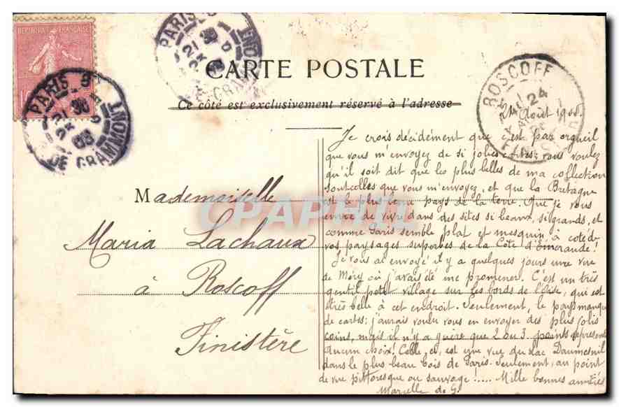 CPA Paris Bois de Vincennes Le Lac  — Rückseite