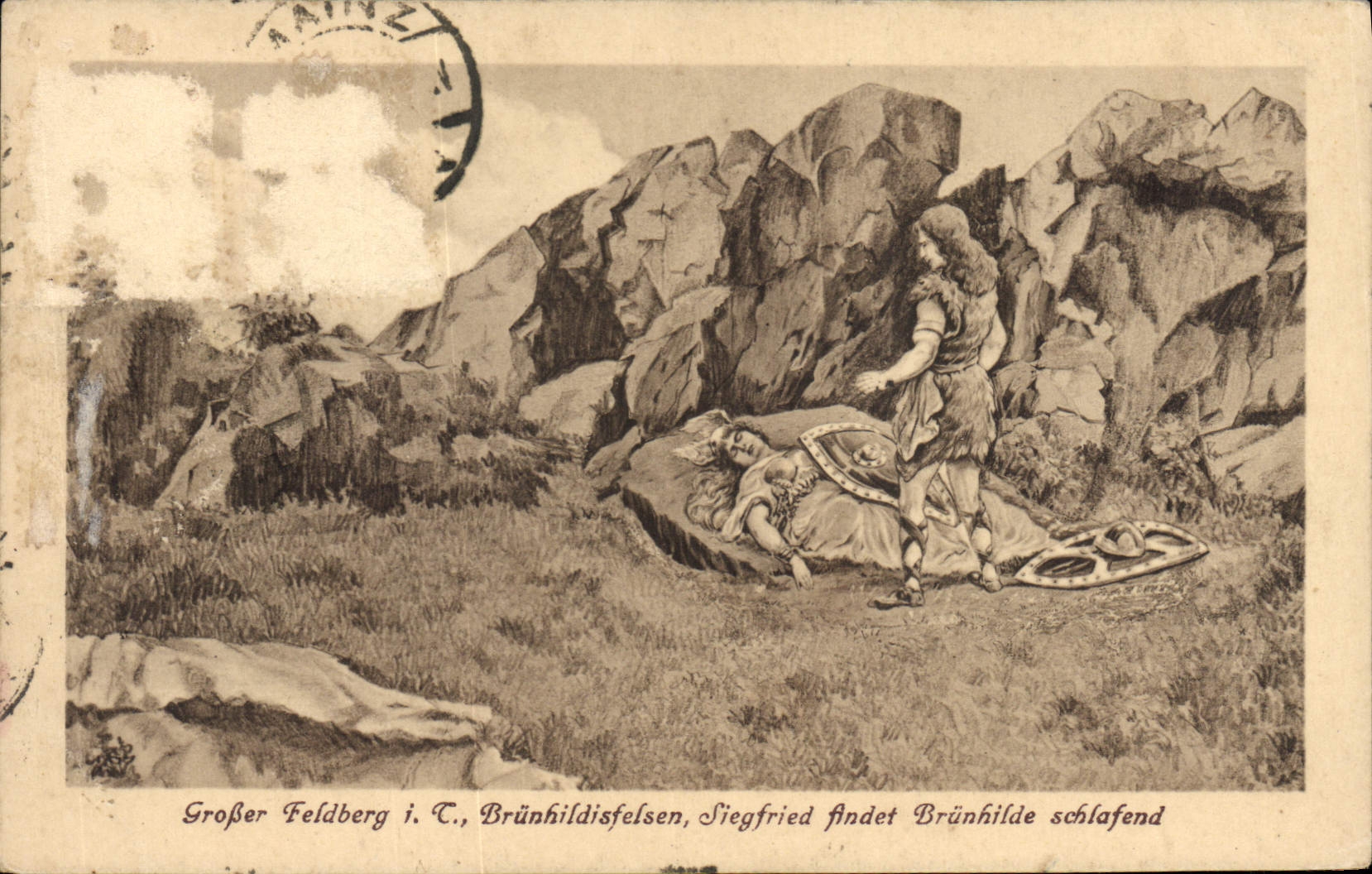 CPA Grober Feldberg i c Brunhildisfelsen Siegfried Andet Brunhilde Schlafend 