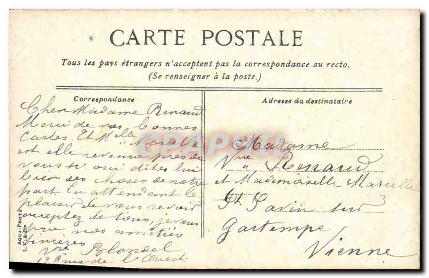 CPA Paris Avenue de l'Opera  — Rückseite